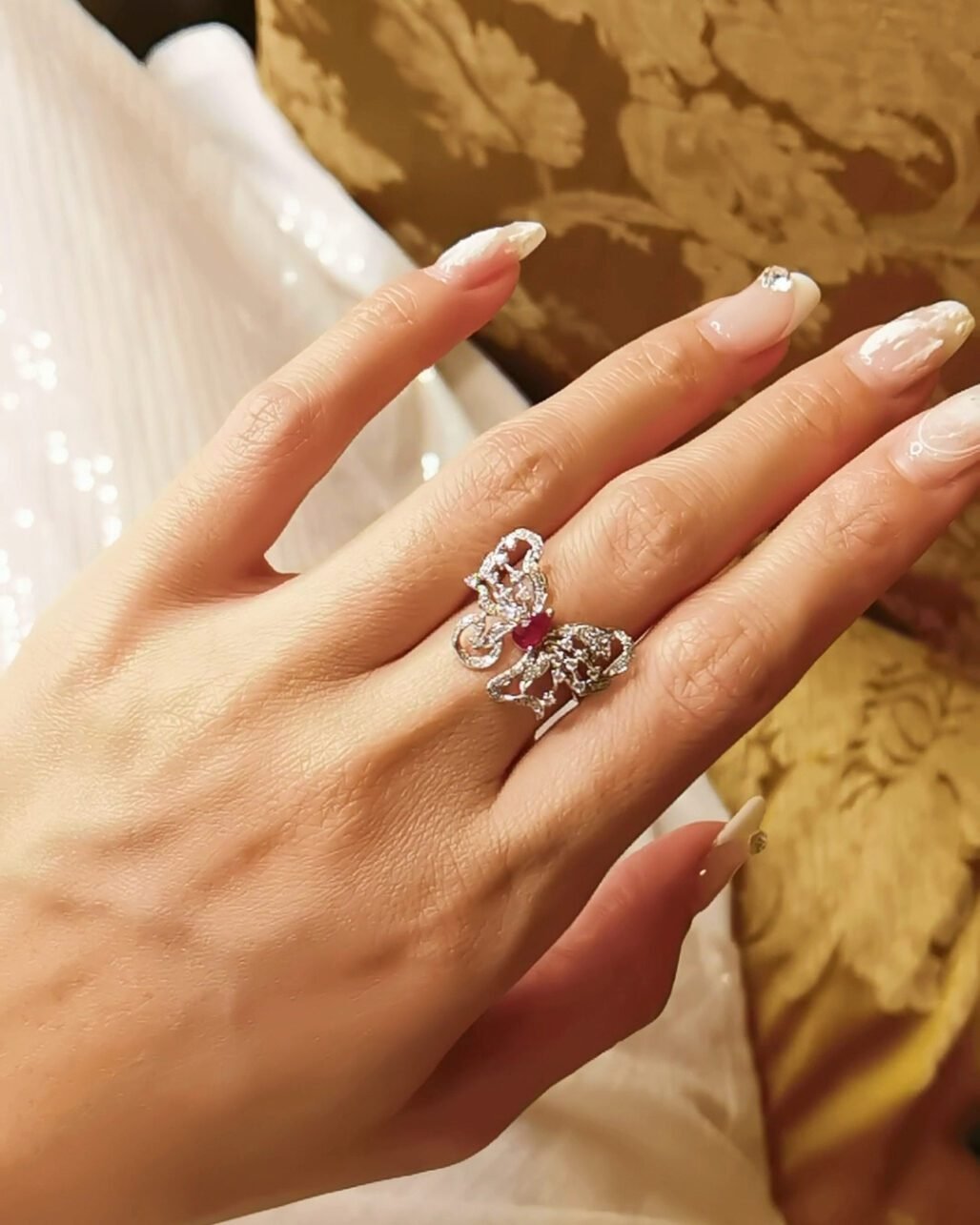 Ruby Butterfly Ring - Luxury Red Gemstone and Diamond Setting