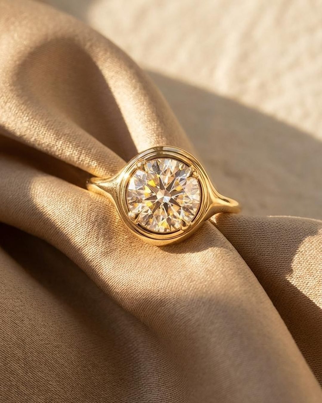 Round Moissanite Classic Ring - 2ct Brilliant Diamond Cut 18K Gold Vermeil