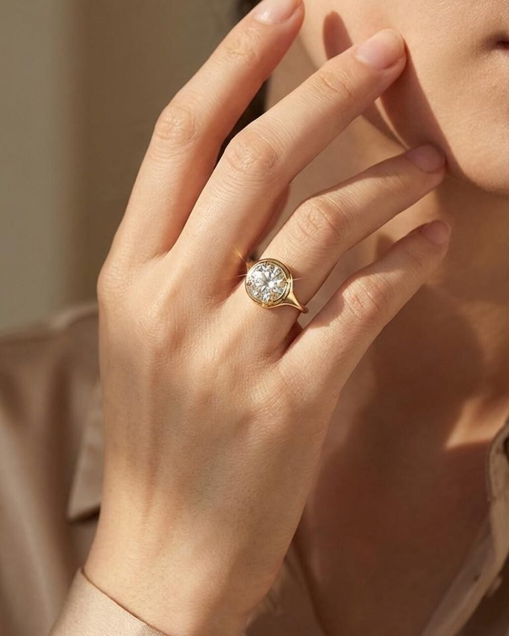 Round Moissanite Classic Ring - 2ct Brilliant Diamond Cut 18K Gold Vermeil