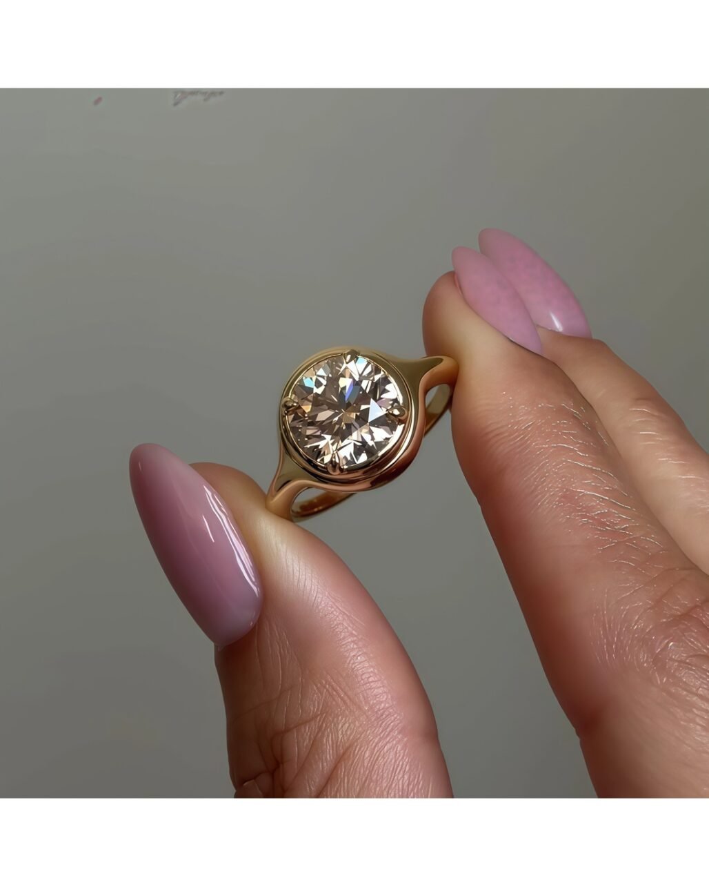 Round Moissanite Classic Ring - 2ct Brilliant Diamond Cut 18K Gold Vermeil