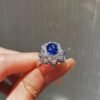 Royal Blue Sapphire Ring - Velvet Glow Floral Pave Design