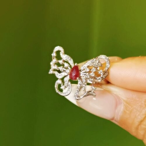 ruby-butterfly-ring-gold-1 Ruby Butterfly Ring - Luxury Red Gemstone and Diamond Setting