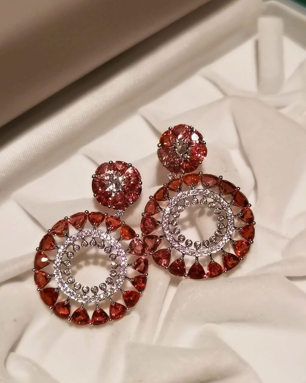 Multicolor Natural Spinel Compass Earrings High Jewelry