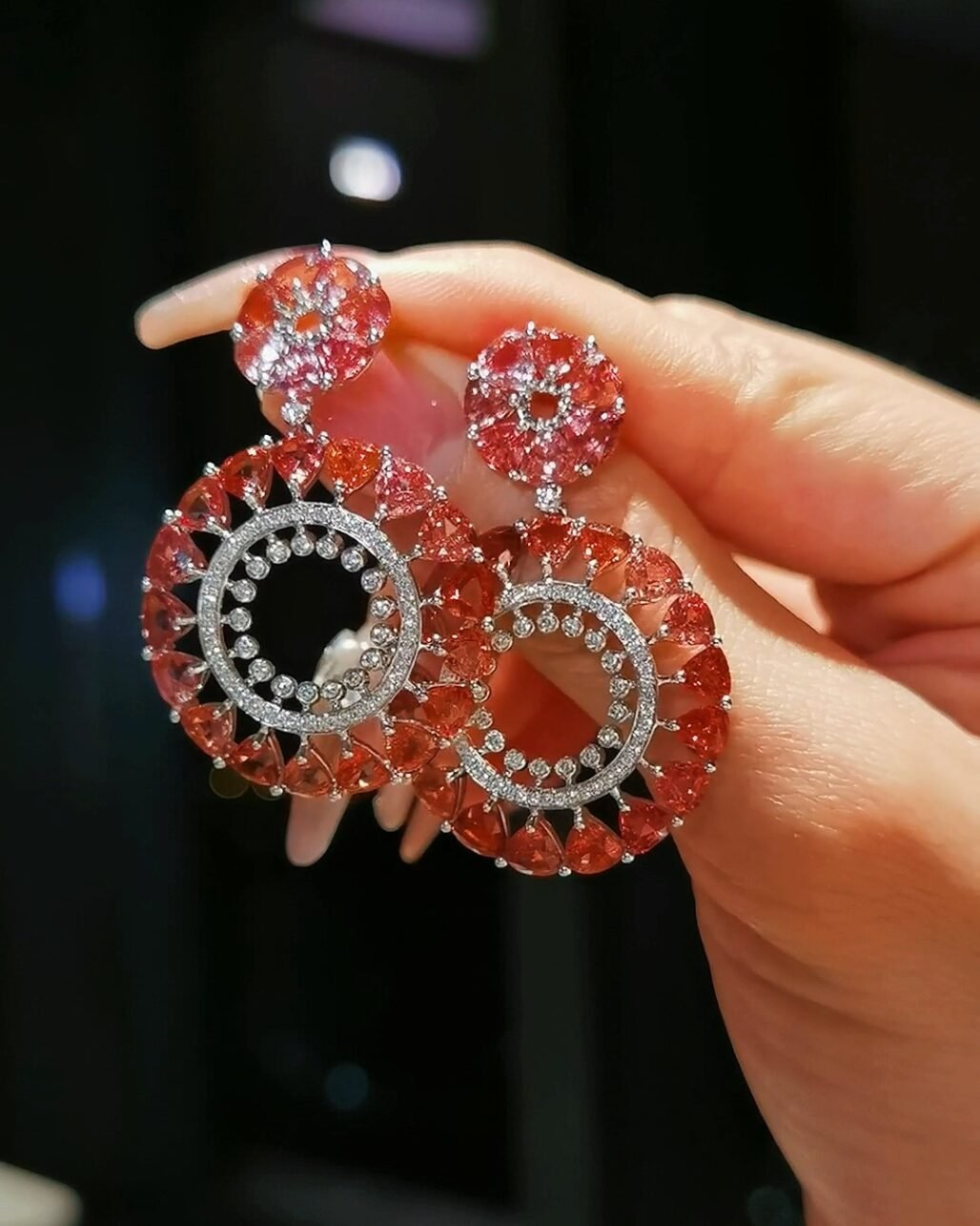 Multicolor Natural Spinel Compass Earrings High Jewelry