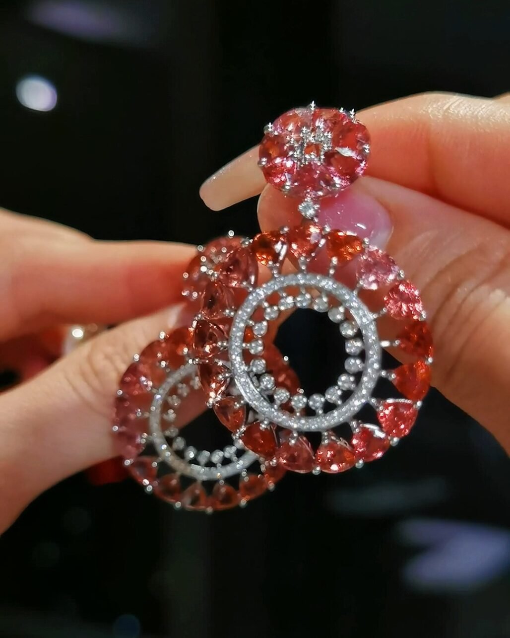 Multicolor Natural Spinel Compass Earrings High Jewelry