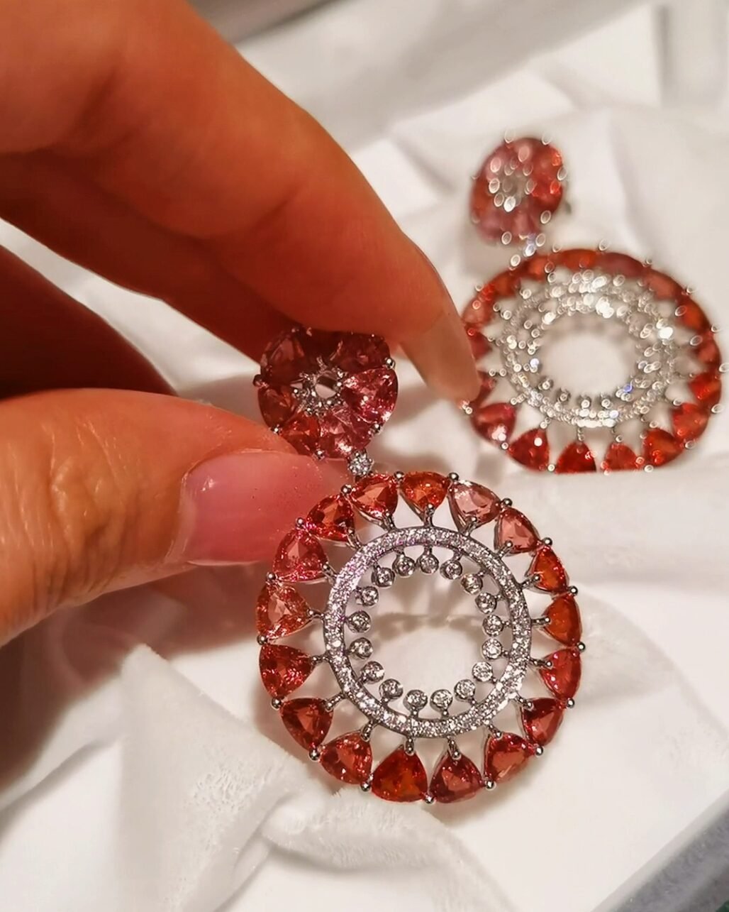 Multicolor Natural Spinel Compass Earrings High Jewelry