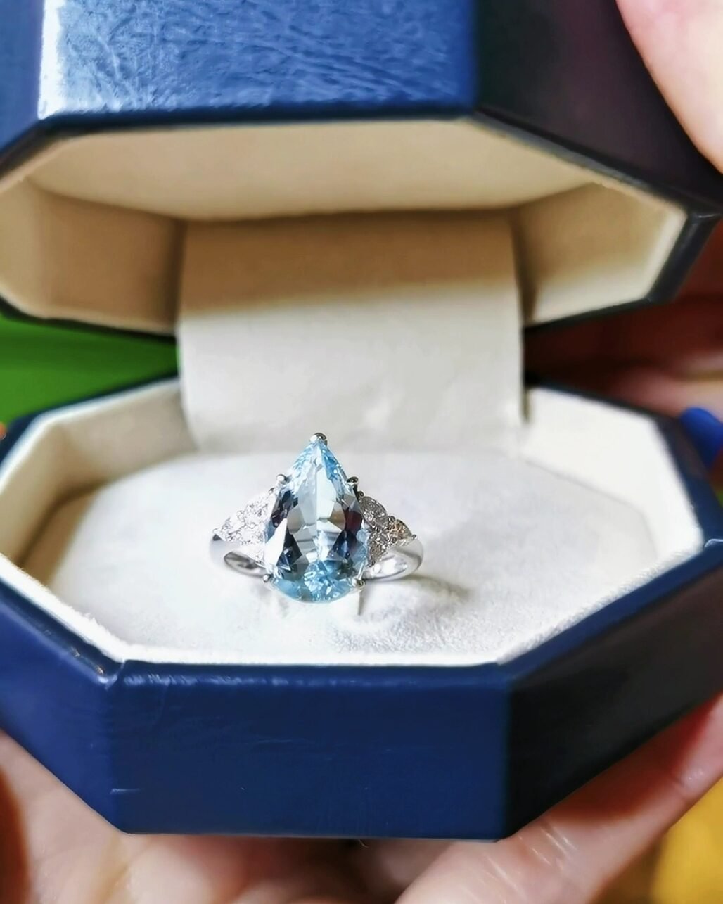 Santa Maria Aquamarine Ring - 3.18ct German Cut 18k White Gold