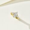 Trilogy Carbon Diamond Ring - Classic Three Stone 18k Gold Plated