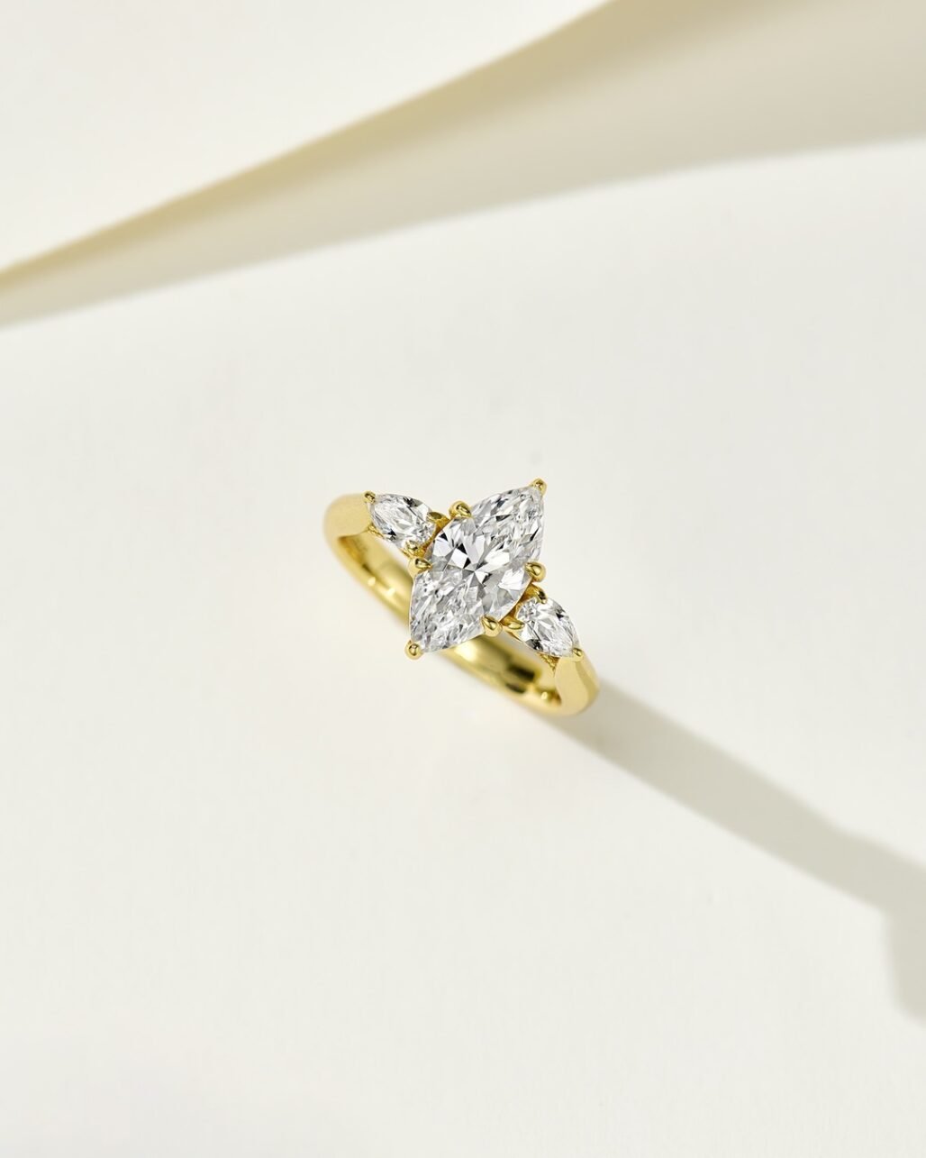 Trilogy Carbon Diamond Ring - Classic Three Stone 18k Gold Plated