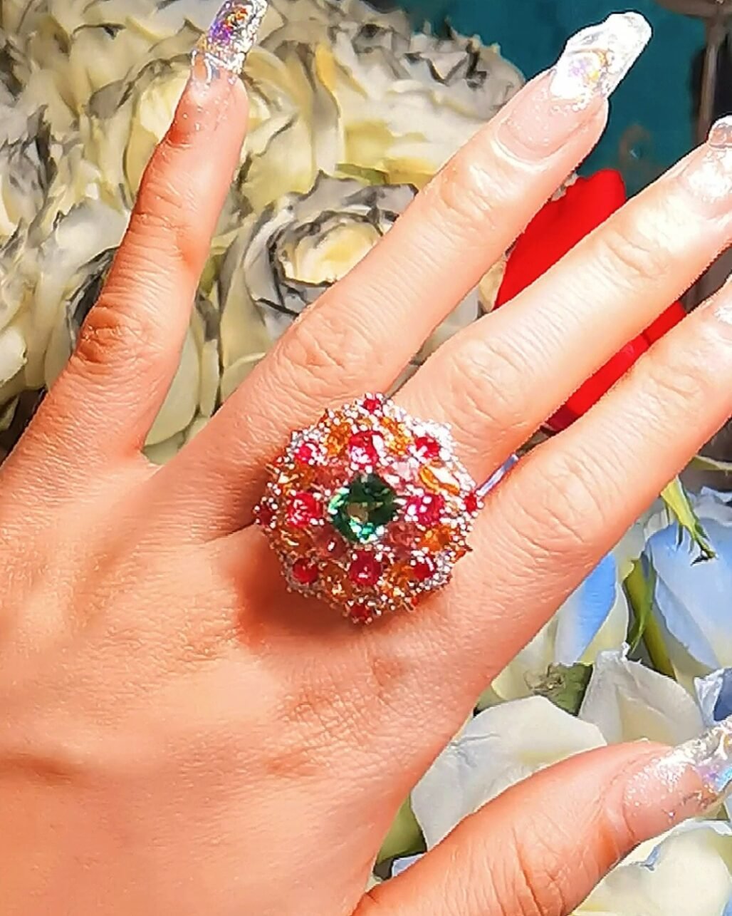 Tsavorite Secret Garden Ring - 2.02ct VVD Green Vivid Fire