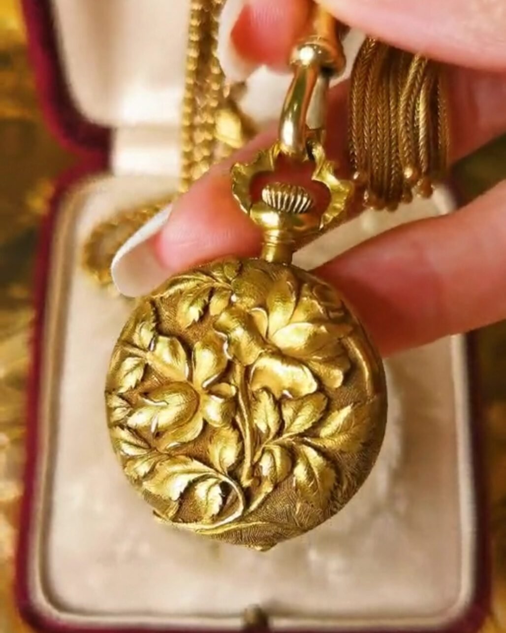 Antique Waltham Pocket Watch - 14K/18K Gold Hand-Carved Masterpiece