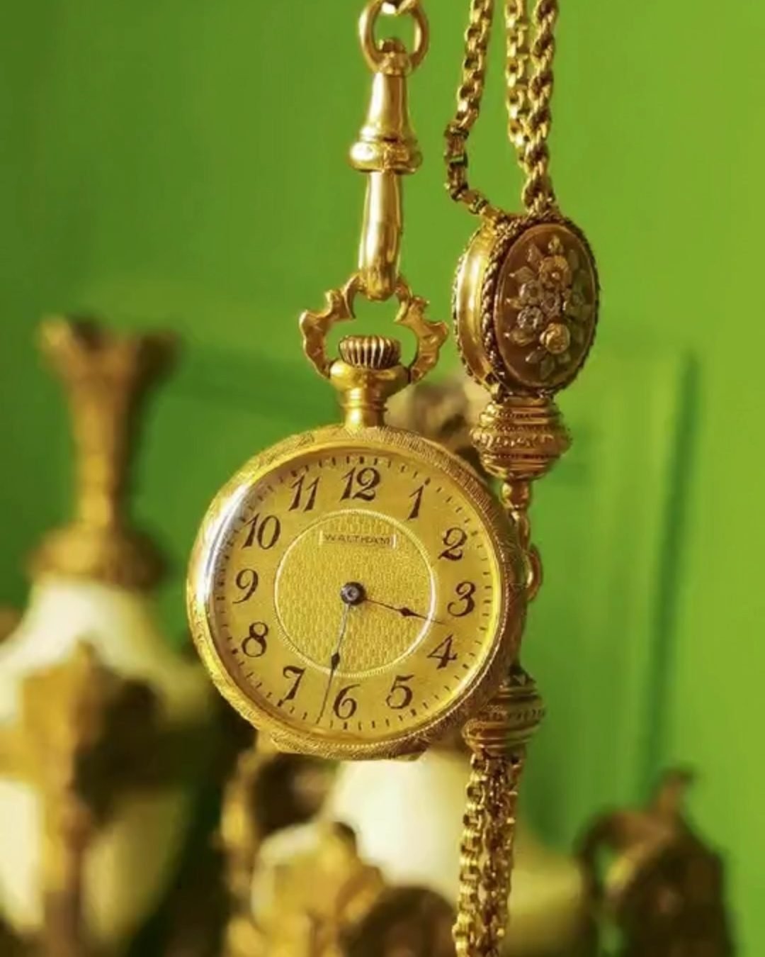 Antique Waltham Pocket Watch - 14K/18K Gold Hand-Carved Masterpiece