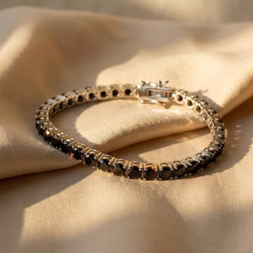 Black Diamond Tennis Bracelet - 4mm Midnight Moissanite 18K White Gold