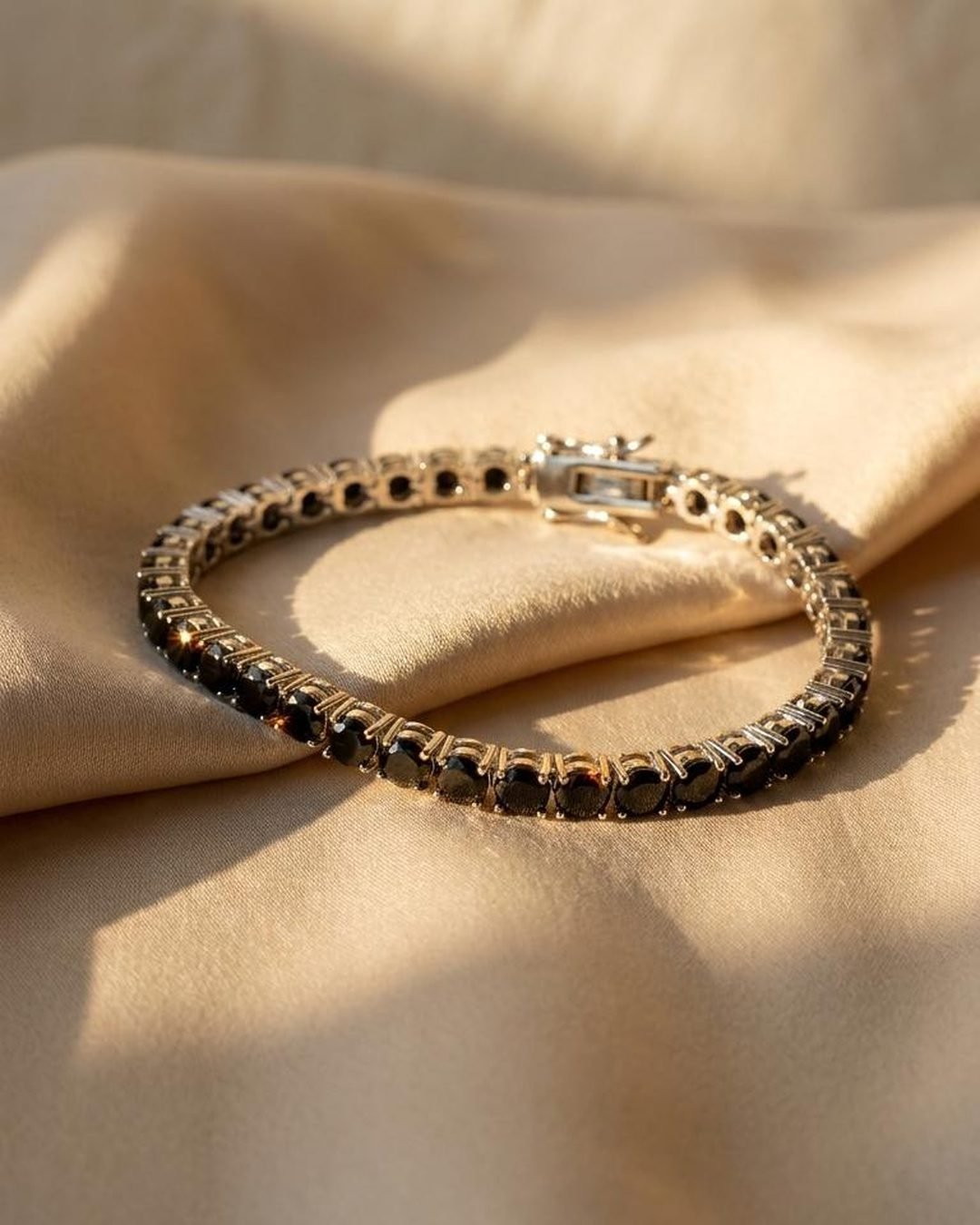Black Diamond Tennis Bracelet - 4mm Midnight Moissanite 18K White Gold