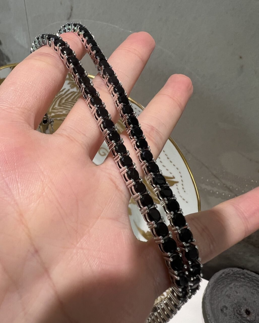 Black Diamond Tennis Bracelet - 4mm Midnight Moissanite 18K White Gold