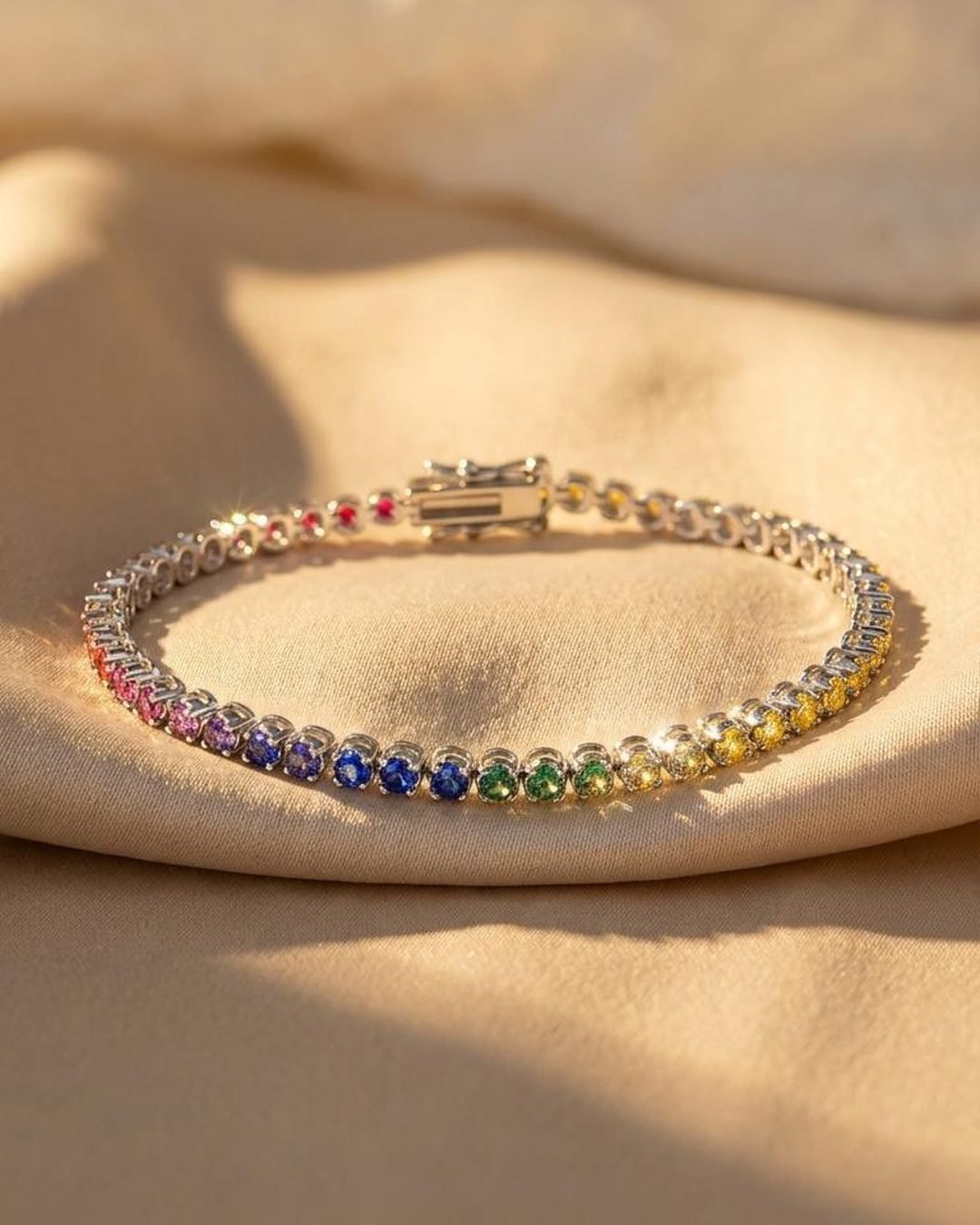 Candy Colored Bubble Tennis Bracelet - Multicolor Gemstone 18K Gold
