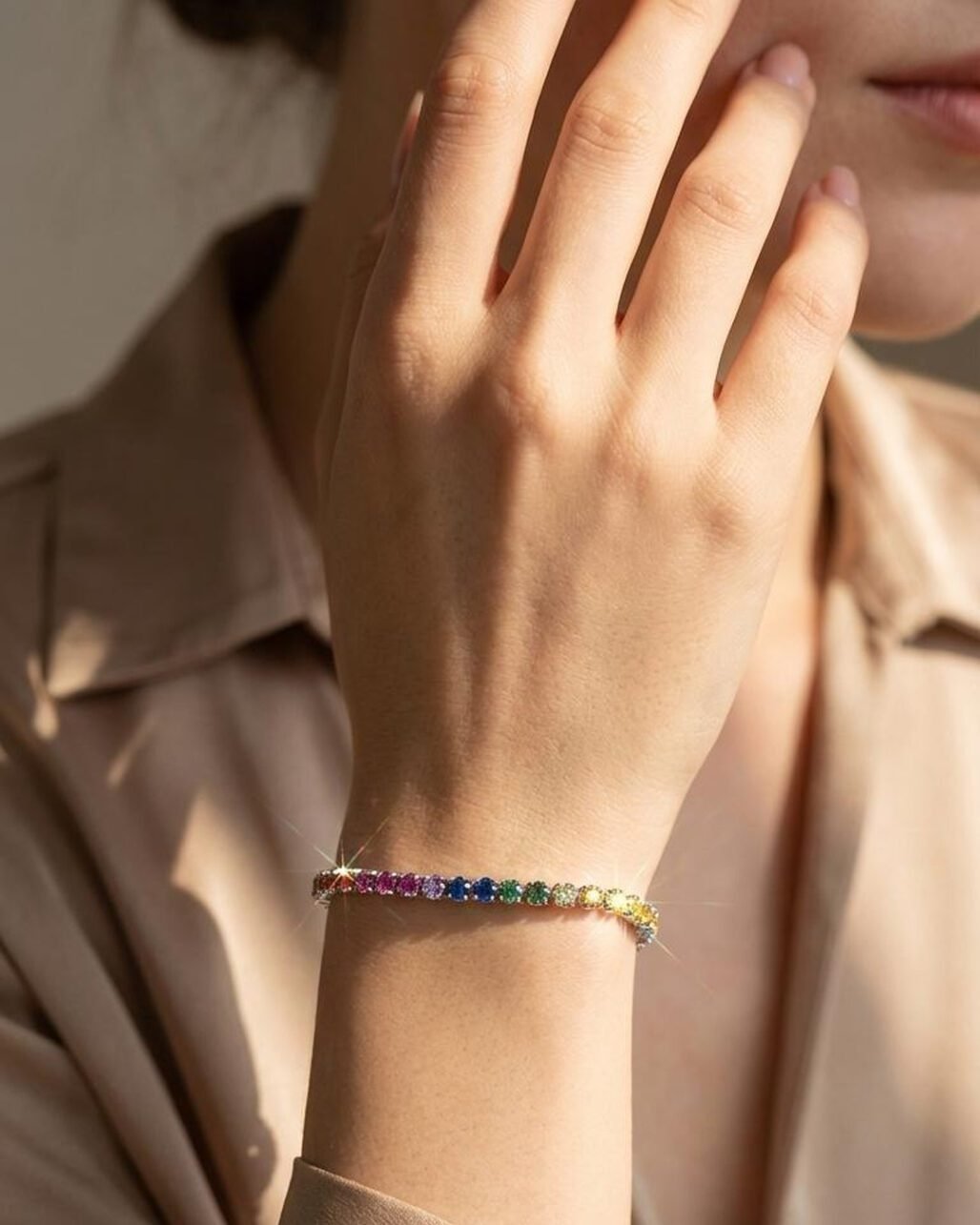 Candy Colored Bubble Tennis Bracelet - Multicolor Gemstone 18K Gold
