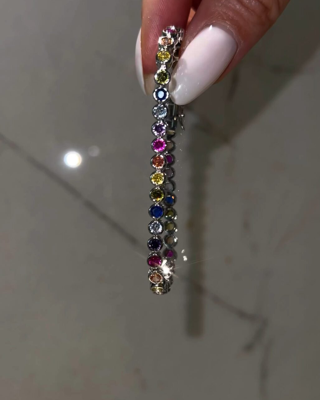 Candy Colored Bubble Tennis Bracelet - Multicolor Gemstone 18K Gold