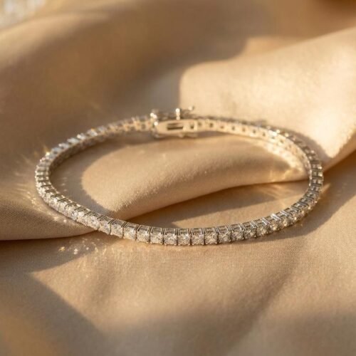 Classic Tennis Diamond Bracelet - 3mm Round Moissanite 18K White Gold