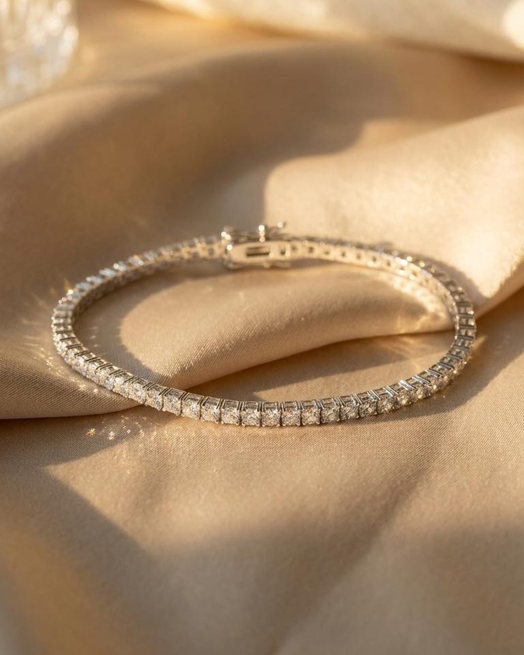 Classic Tennis Diamond Bracelet - 3mm Round Moissanite 18K White Gold