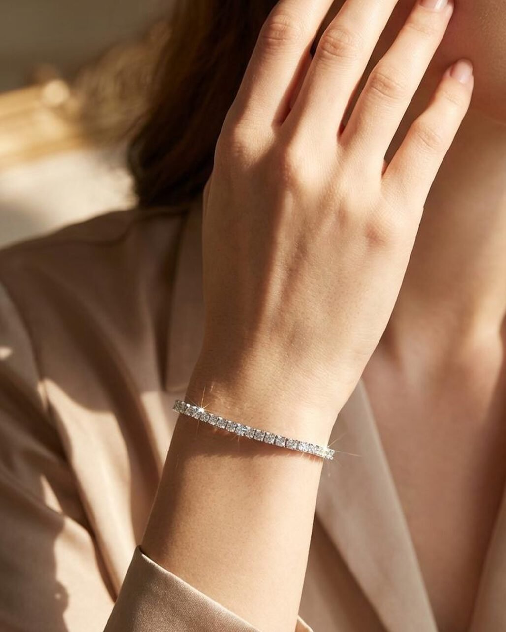 Classic Tennis Diamond Bracelet - 3mm Round Moissanite 18K White Gold