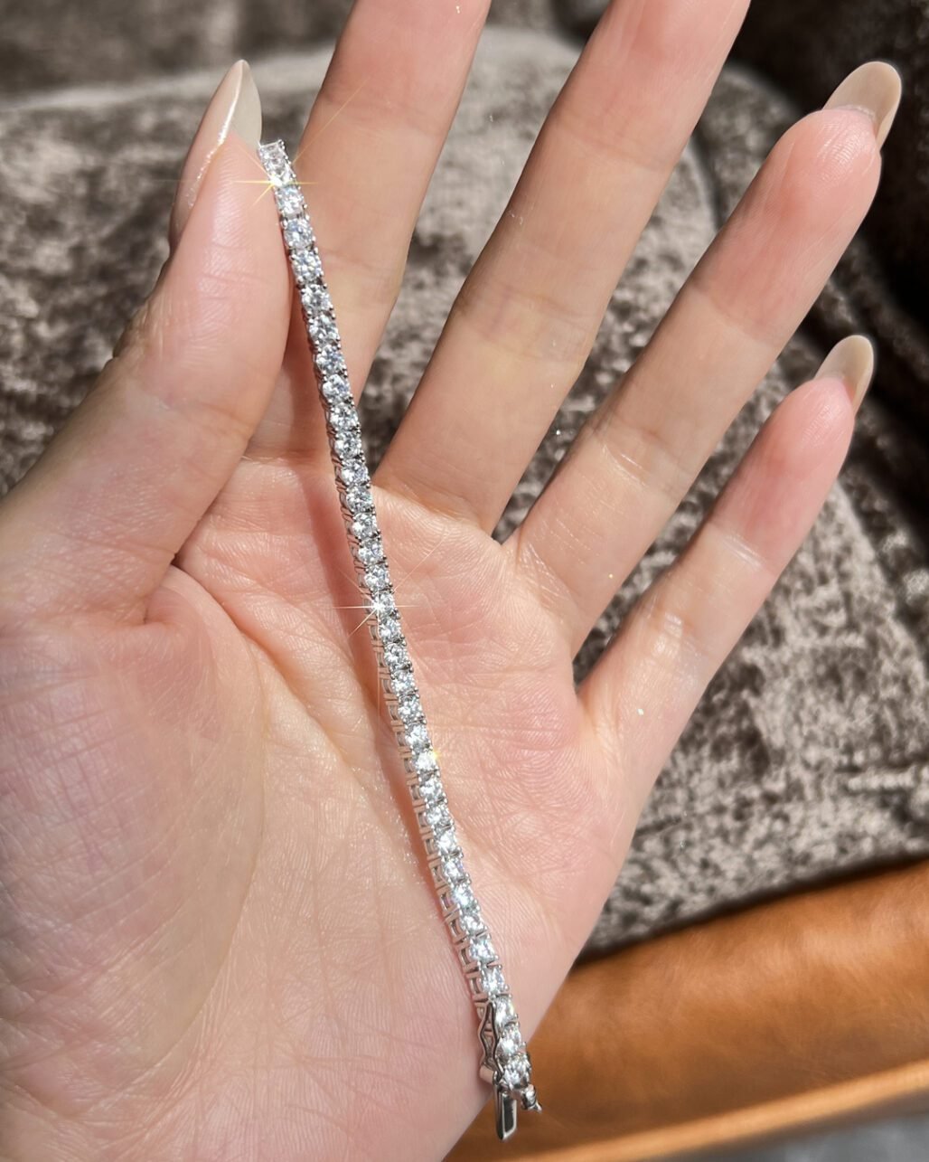 Classic Tennis Diamond Bracelet - 3mm Round Moissanite 18K White Gold