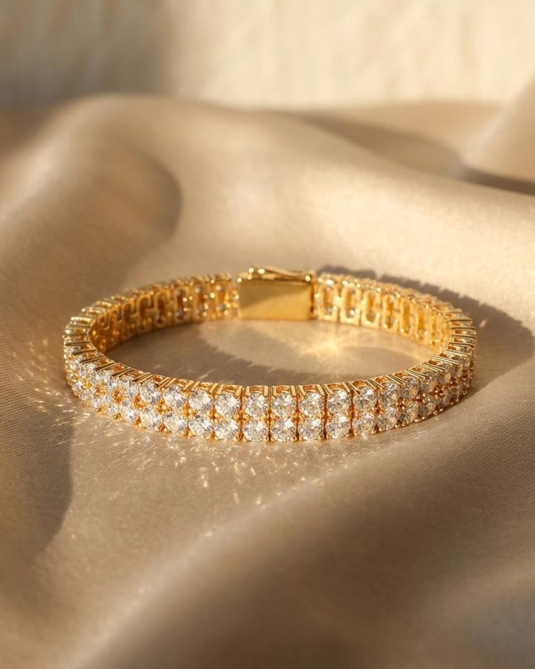 Double Row Rose Gold Tennis Bracelet - 3mm Twin Stream Moissanite
