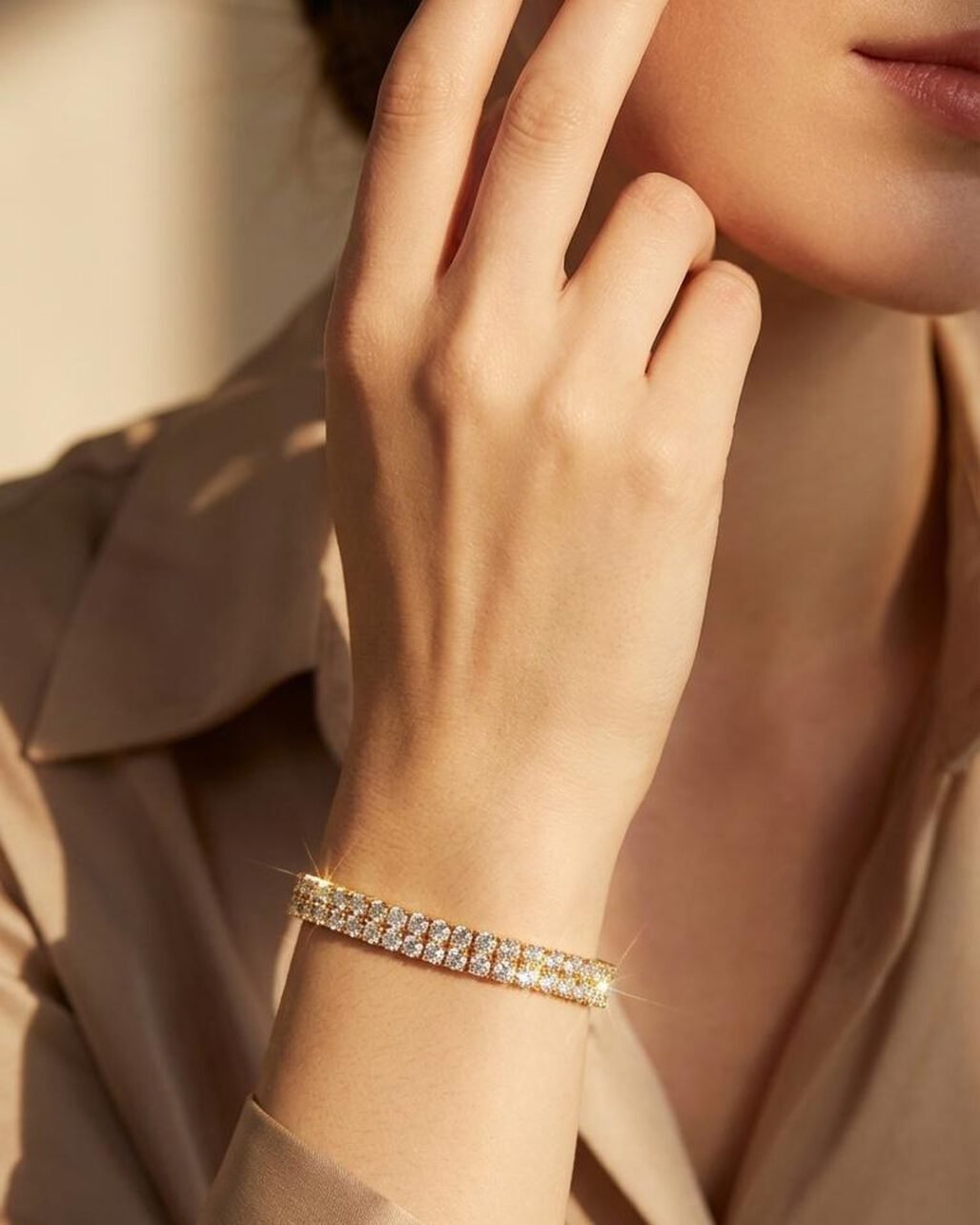 Double Row Rose Gold Tennis Bracelet - 3mm Twin Stream Moissanite