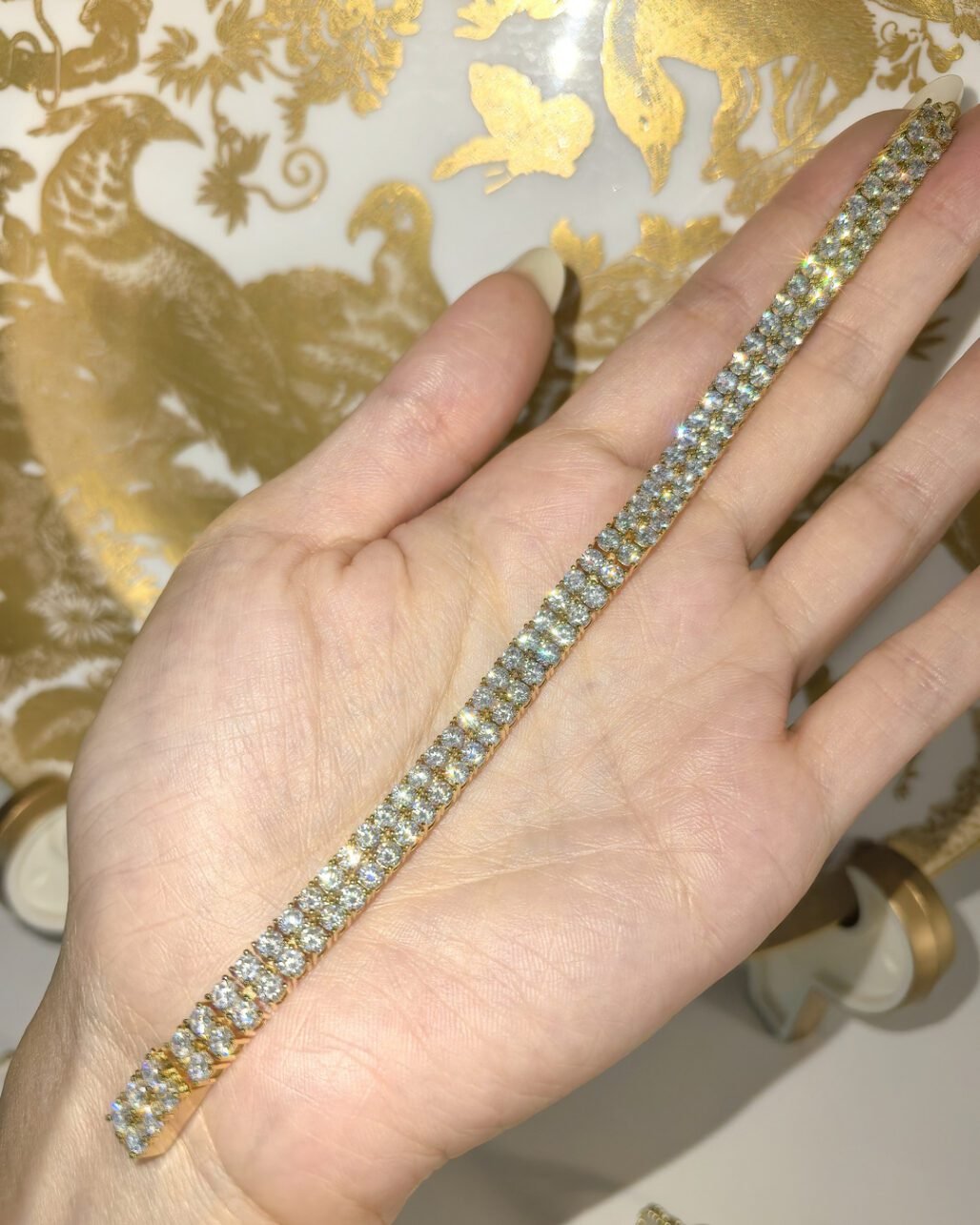 Double Row Rose Gold Tennis Bracelet - 3mm Twin Stream Moissanite
