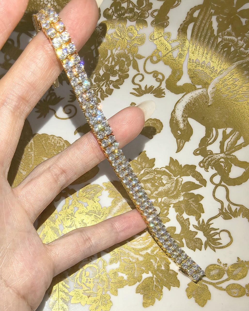 Double Row Rose Gold Tennis Bracelet - 3mm Twin Stream Moissanite