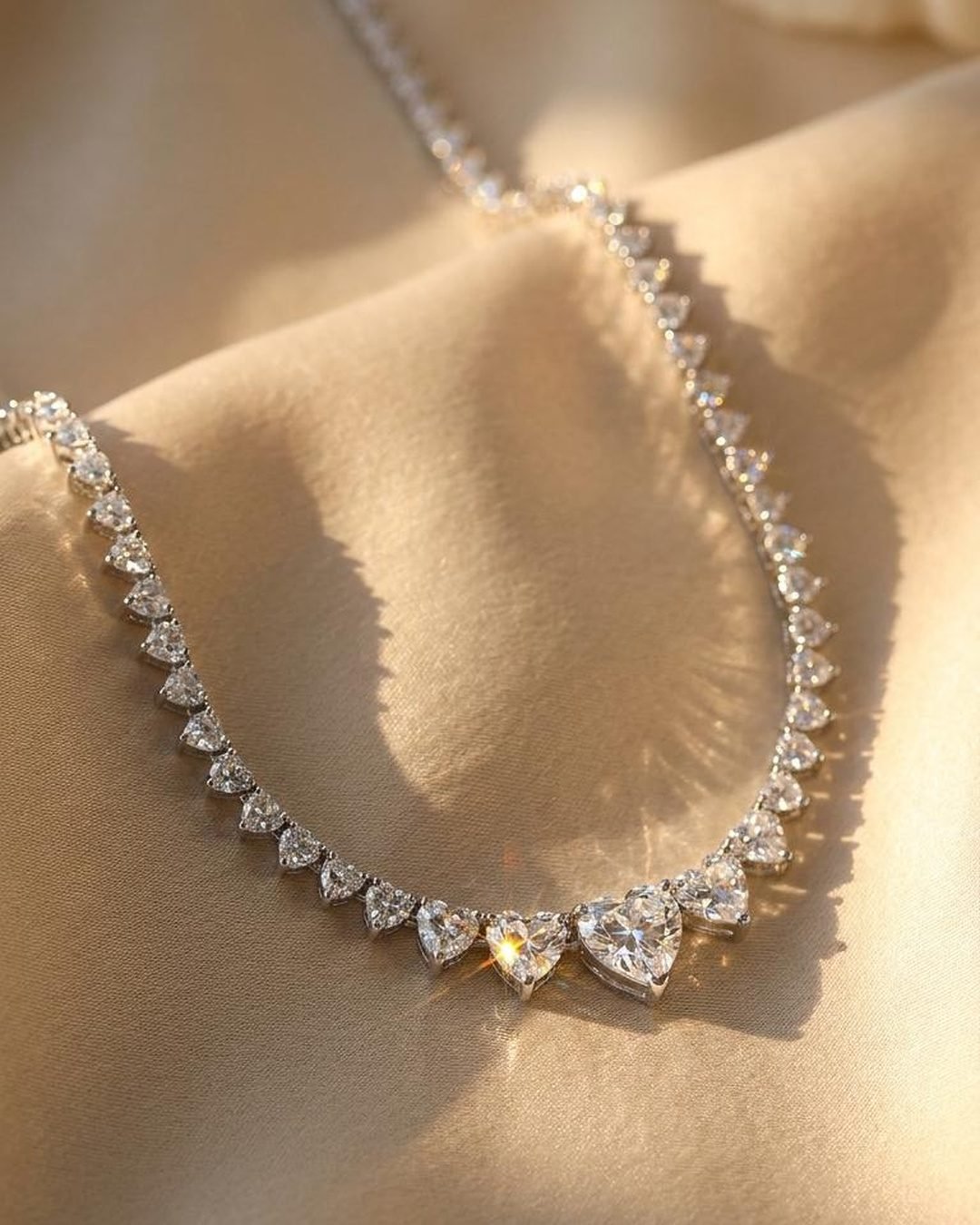 Heart Shaped Moissanite Tennis Necklace - Romantic Star Collier
