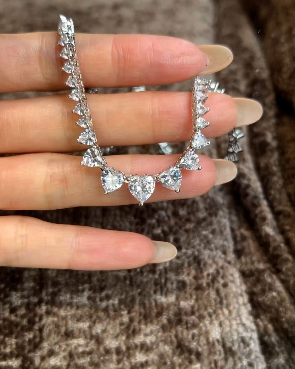 Heart Shaped Moissanite Tennis Necklace - Romantic Star Collier