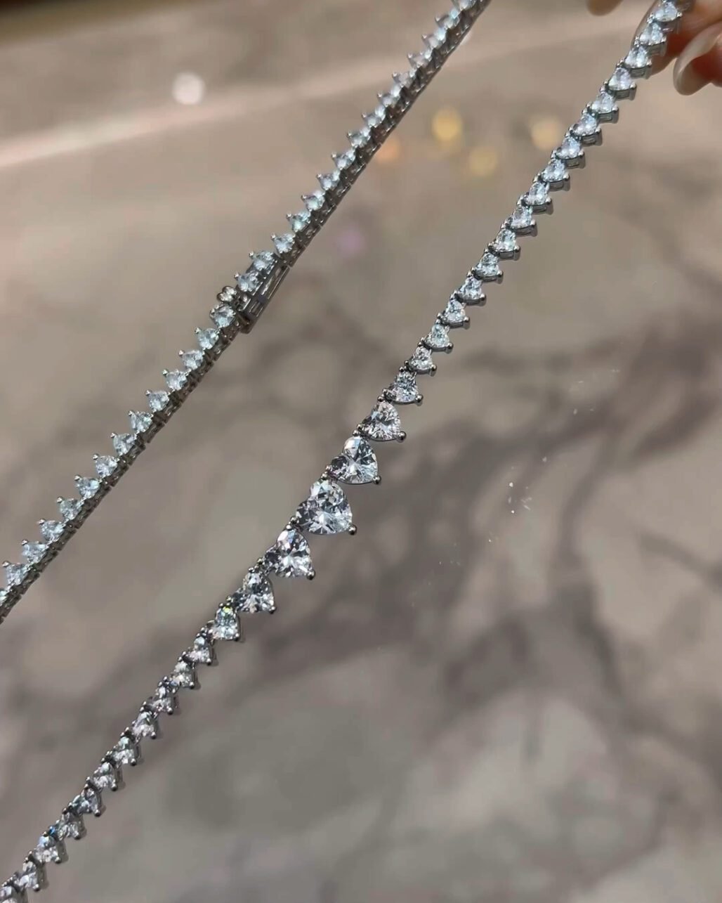 Heart Shaped Moissanite Tennis Necklace - Romantic Star Collier