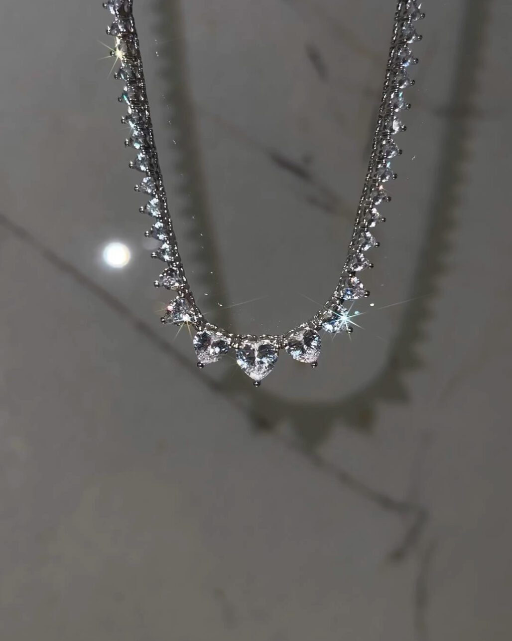 Heart Shaped Moissanite Tennis Necklace - Romantic Star Collier