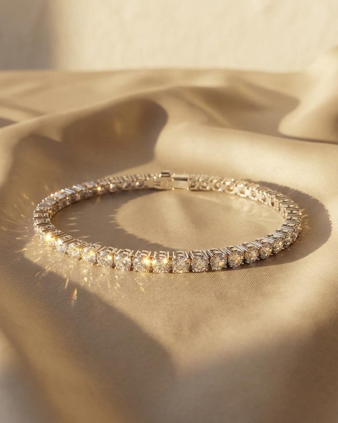 Silver Snowflake Tennis Bracelet - 2.5mm Radiant Moissanite 18K White Gold