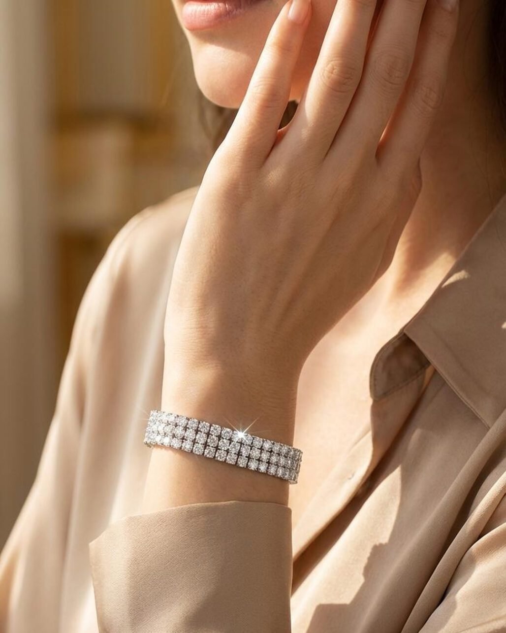 Triple Layer Ice Tennis Bracelet - 3-Row Moissanite 18K White Gold