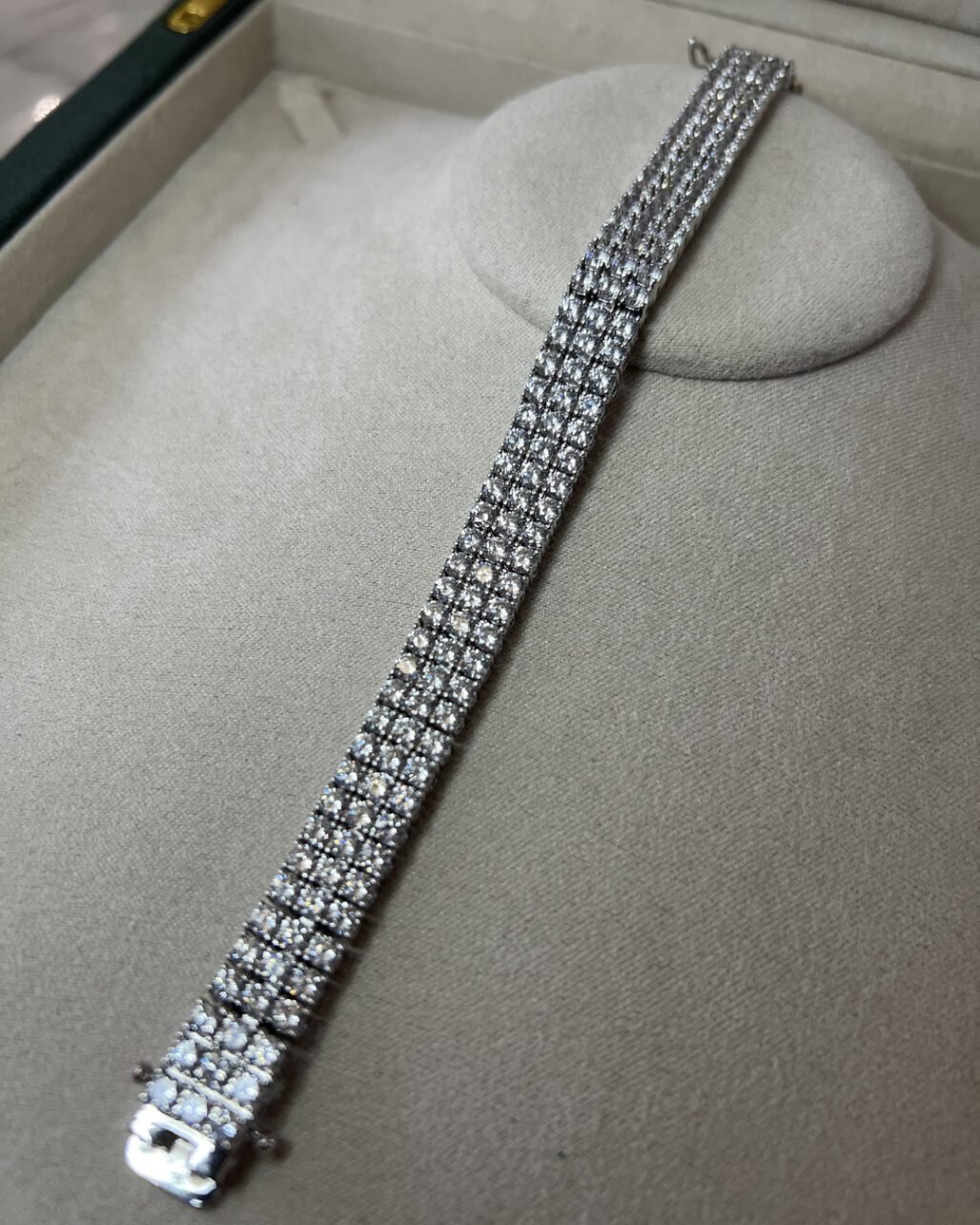 Triple Layer Ice Tennis Bracelet - 3-Row Moissanite 18K White Gold