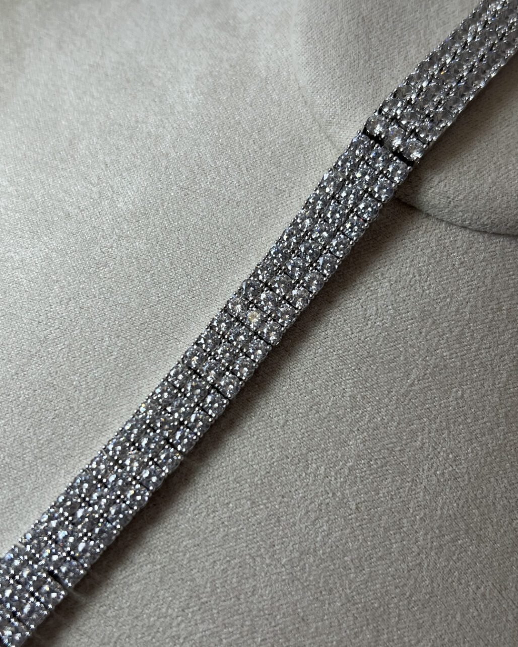 Triple Layer Ice Tennis Bracelet - 3-Row Moissanite 18K White Gold